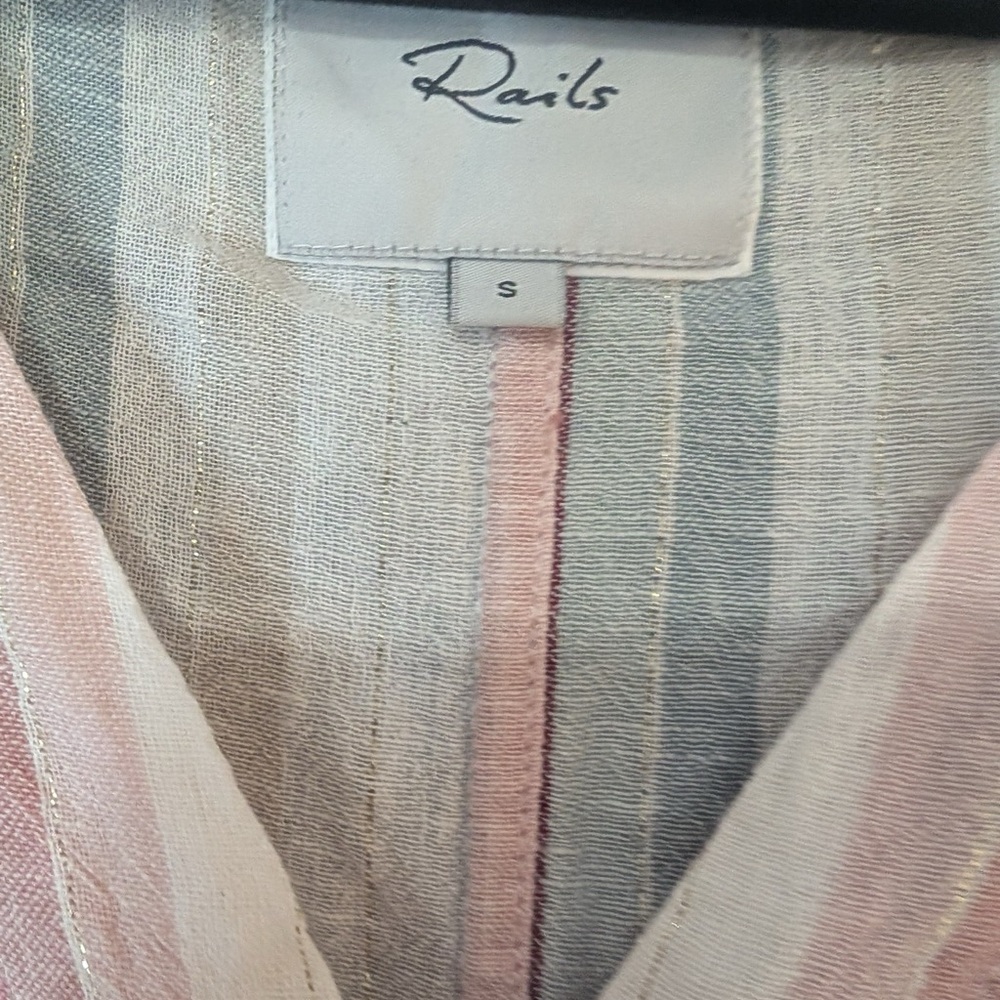 Rails Striped Tie Front Button Down Blouse | Size Small - Picture 3 of 3